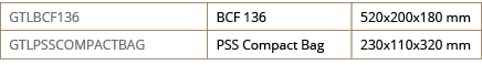 GTLBCF136,BCF 136,520x200x180 mm,GTLPSSCOMPACTBAG,PSS Compact Bag,230x110x320 mm