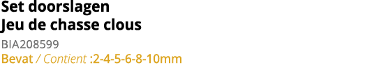Set doorslagen Jeu de chasse clous BIA208599 Bevat   Contient :2-4-5-6-8-10mm