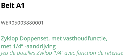 Belt A1 WER05003880001 Zyklop Doppenset, met vasthoudfunctie, met 1 4   -aandrijving Jeu de douilles Zyklop 1 4   ave   