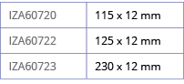 IZA60720,115 x 12 mm ,IZA60722,125 x 12 mm ,IZA60723,230 x 12 mm 