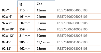 ,lg,Cap,,92-4 ,115mm,13mm,IRE570100004005103,92W-6 ,161mm,24mm,IRE570506006008105,92W-8 ,207mm,30mm,IRE57050600800810   