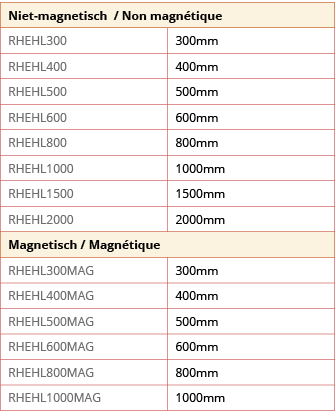 Niet-magnetisch   Non magn tique,RHEHL300,300mm,RHEHL400,400mm,RHEHL500,500mm,RHEHL600,600mm,RHEHL800,800mm,RHEHL1000   